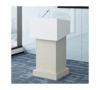 Mobile Lectern Podium Stand with Storage Shelf, Modern Wood Pulpit for Presentations, Wheeled Design, Multi-Function Oak Lectern with Drawer (73 * 127CM)