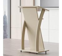 Mobile Lectern Podium Stand with Wheels - Portable Solid Wood Floor Standing Pulpit for Speech, Reception, Church and Welcome Table Usage