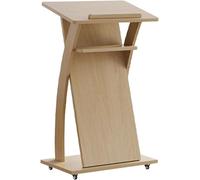 Mobile Lectern Podium Stand with Wheels, Solid Wood Floor Standing Lectern, Portable Pulpit for Church, Welcome Table, Conference Room Host
