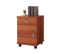 Mobile Locking File Cabinet - Red Office Storage with Drawerfor Files & Documents - Simple Low Cabinet for Home & Office Use