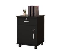 Mobile Locking File Cabinet - Simple Low Office Cabinet with Drawer- Black Steel Storage for Documents & Supplies - Perfect for Home & Office Use