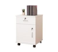 Mobile Locking File Cabinet - Simple White Low Cabinet with Drawer - Office Filefor Documents & Supplies - Perfect for Home & Office Use