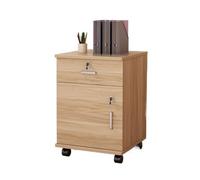 Mobile Locking Filing Cabinet - Low Office Storage with Drawer Simple Design FileBrown Color Ideal for Home or Office Use