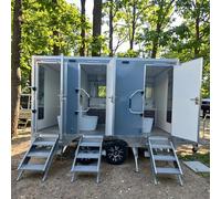 Mobile Luxury Bathroom Trailer with Shower, Portable Prefab Restroom for Public Leisure Facilities and Parks, Durable Steel Frame for External Use