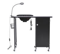 Mobile Manicure Nail Table, Professional Nail Station with Electric Nail Dust Collector, Adjustable LED Lamp, Wrist Cushion and 4 Removable Drawers,Beauty Salon Workstation Manicure Nail Desk, Black