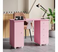 Mobile Manicure Table with Built-in Dust Collector, Pink