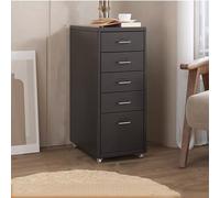 Mobile Metal File Cabinet on Wheels - Lockable Drawers & Rolling Casters Vertical Lateral Storage Solution for Office Printer Stand Black 27"x16"x11"