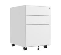 Mobile Metal Filing Cabinet with 3 Drawers Under Desk Storage on Wheels Printer Stand for Home Office White OfficeCompact File Cabinet for Easy Access