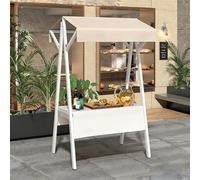 Mobile Metal Vending Carts,service Carts With Wheels,foldable Street Food Carts For Malls/night Markets,suitable For Commercial Display Booths(Light Khaki,160cm/63in)