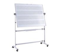 Mobile Music Staff Whiteboard 90x120cm, Double-Sided Magnetic Dry Erase Board on Wheels,for School, Musicians and Home