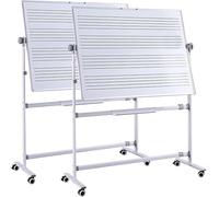 Mobile Music Staff Whiteboard, Double-Sided Magnetic Dry Erase Board on Wheels, Ideal for School, Musicians, and Home Use