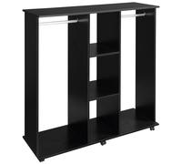 Mobile Open Wardrobe Black Chipboard & Aluminum Alloy 120x40x128cm 3-Tier Cubes