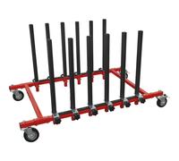 Mobile Panel Storage Rack - 5 Adjustable Sections - 150kg Weight Limit - Wheeled