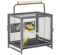 Mobile Parrot Cage Bird Carrier with Wooden Perch carry Handle