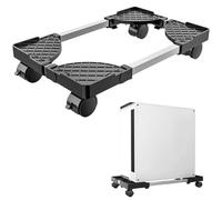 Mobile PC Stand, CPU Stand Made of Steel, Adjustable Length, Width, Desktop Computer Tower, Universal Computer Stand with 4 Wheels, Lockable Castors, PC Tower Under Desk (Black)