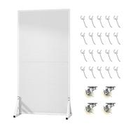 Mobile Pegboard Display Stand with 20 Hooks Metal Pegboard Rack on Wheels for Retail Exhibitions & Home nization (White 60x120cm/24x47in)