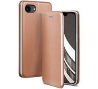 ONEFLOW Business Case for iPhone 16e Mobile Phone Case Foldable with Stand Function, Flip Case Cover Thin, PU Leather Case with Card Slot, 360 Degree Protective Case, Rose Gold