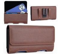Mobile Phone Belt Bag for iPhone, Samsung Magnetic Closure Mobile Phone Holster with ID Card Holder, Mobile Phone Belt for Smartphone (XL (17.4 x 9.2 x 1.9 cm), Brown)