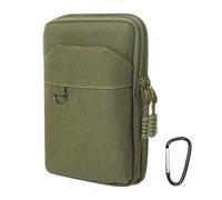 Mobile Phone Belt Bag with Zip and System | Nylon Mobile Phone Case Holster | Universal Waist Bag for Men | Compact Belt Holder for Outdoor Work Everyday, Army Green Vertical Card Holder Double Layer
