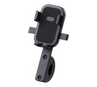 Mobile Phone Bracket for Motorcycle with ABS Material, Strong Clamp Arms and Non Slip Rubber for Steady Hold, 360 Degree Rotation for Adjustable Viewing (Black)