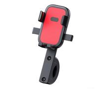Mobile Phone Bracket for Motorcycle with ABS Material, Strong Clamp Arms and Non Slip Rubber for Steady Hold, 360 Degree Rotation for Adjustable Viewing (Red)