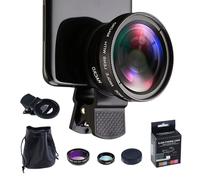 Mobile Phone Camera Lens Kit, 2 in 1 Phone Camera Lens Kit, 0.45X Wide Angle Lens + 15X Macro Lens with Clip, Compatible With Universal Smartphones i-P-h-o-n-e S-a-m-s-u-n-g i-P-a-d