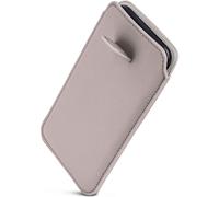 ONEFLOW Liberty Case for iPhone 16e Mobile Phone Slip-in Case with Pull-Out Function, PU Leather Mobile Phone Case, Protective Case with Tab, Sleeve Case for Inserting, Light Grey