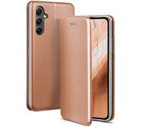 ONEFLOW Mobile Phone Case Compatible with Samsung Galaxy A34 5G - Foldable, Mobile Phone Case with Card Slot, Flip Case Call Function, Leather Look Flip Case with Silicone Bumper, Rose Gold
