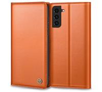 Mobile Phone Case for Samsung Galaxy S22 Case, Premium Leather Protective Case for Samsung S22 Case, Wallet Card Slot, Stand Function, Foldable Flip Case for Galaxy S22, Orange