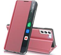 Mobile Phone Case for Samsung Galaxy S23 Plus 5G Case Foldable, Luxury Thin Mirror Flip Leather Hard PC Shockproof Case Cover for Samsung S23 Plus Case with Stand, Smart Clear View for Galaxy S23 Plus
