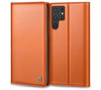 Mobile Phone Case for Samsung Galaxy S25 Ultra Case, Premium Leather Protective Case for Samsung S25 Ultra Case, Wallet Card Slot, Stand Function, Foldable Flip Case for Galaxy S25 Ultra Case, Orange