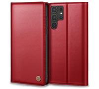 Mobile Phone Case for Samsung Galaxy S25 Ultra Case, Premium Leather Protective Case for Samsung S25 Ultra Case, Wallet Card Slot, Stand Function, Foldable Flip Case for Galaxy S25 Ultra Case, Red