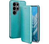 ONEFLOW Business Case for Samsung Galaxy S26 Ultra, Foldable Mobile Phone Case with Stand Function, Flip Case Cover, Thin, PU Leather Case with Card Slot, 360 Degree Protective Case, Mint Blue