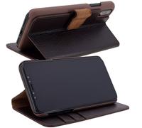 Mobile Phone Case Genuine Leather Flip 1A Book Cover in Brown for iPhone X | XS