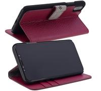 Mobile Phone Case Genuine Leather Flip 1A Book Cover in Purple for iPhone X | XS