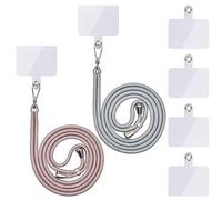 Mobile Phone Chain Universal, Mobile Phone Lanyard, Universal Mobile Phone Hanging Around the Neck with Pad Mobile Phone Lanyard, Adjustable and Removable. (2 Rose Gold + Shiny Silver)
