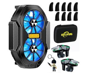 Mobile Phone Cooler with Dual Cooling fan, Cell Phone Radiator Heatsink for iPhone Android Smartphones with Rechargeable Battery, L2R2 Mobile Phone Controller Triggers for PUBG/Call of Duty/Knives Out