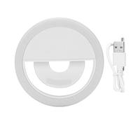 Mobile Phone Fill Light Dimmable LED Circle Lamp USB Rechargeable Selfie Ring Light For Live Streaming Makeup Nail Art White Plastic 36 Beads