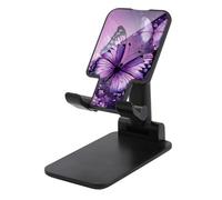 Mobile Phone Holder, Beautiful Purple Butterfly Art Printed Adjustable Cell Phone Stand for Desk,Portable Foldable Mobile Phone Holder Compatible with All 4-13 Inch Smartphones, Tablets And E-readers