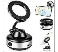 Mobile Phone Holder Electric, Mobile Phone Holder Car, Self-Priming Mobile Phone Holder Car Magnet with Vacuum Technology, MagSafe Compatible, 360° Rotatable Foldable for Dashboard and Windscreen
