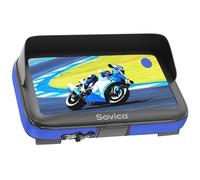 Mobile Phone Holder for Motorbikes and Bikes Waterproof with Visor for Smartphones up to 7.6 Inches Compatible with All Handlebars Maximum Vibration Proof Safety (Blue)