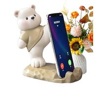 Mobile Phone Holder - Resin 12 x 12 x 9 cm | Resin Bear Decoration Non-Slip with Mobile Joints with Adjustable, Decorative, Desk, Home, Office, Vlogging, Filming, Video Calling