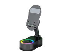Mobile Phone Holder With Speaker - Wireless Inductive Speaker With Indirect Lighting,Tablet Holder with Sound Dock for Recording to Movies Live Streaming Travel and Listen to Music