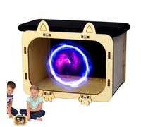 Mobile Phone Hologram Projector - 14x9.5x9cm Wooden Cardboard Stand, Mini Cinema Projector for Smartphone Display | 3D Holographic Visuals, Multi-Angle Home Entertainment, Movie Night Fun