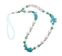 Mobile Phone Lanyard Blue Stone and Artificial Pearl Decorative Charm | Wrist Worn Anti Lost Chain, Chic Ornament for Pendant and Mobile Phone Anytime Anywhere