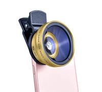Mobile Phone Lens 0.45x Super Wide Angle 12.5X Macro HD Camera Lens for iPhone 12 11 8 7 6 XS Huawei Xiaomi Samsung (Gold)