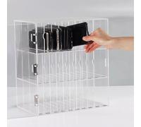Mobile Phone Locker Mobile Phone Storage Box Acrylic Mobile Phone Holder Desktop Storage Box Wall Mounted，Transparent Acrylic Cell Phone Locker - Wall Mounted Holder with 90 for Phones, Clea