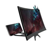 Mobile Phone Magnifier, 12-Inch Foldable Curved Projector, Small Cell Phone Screen Enlarger, Lens Magnifier with Foldable Stand, Video Watching Accessories with Multi-Use, Seniors Home Travel Use