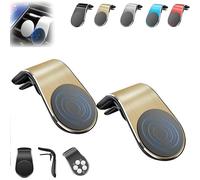 Mobile Phone Navigation Magnetic Bracket, Universal Car Cellphone Magnet Mount, L Type Car Phone Mount Magnet,Dashboard Windshield Air Vent Compatible, Universal for All Phones(Gold,2PCS)
