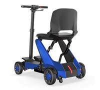 Mobile Phone Remote Control Foldable Intelligent Ultra-Light Aluminum Alloy Electric Four-Wheeled Scooter for the Elderly Can Be Taken on Airplanes Blue